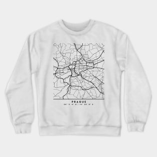 PRAGUE CZECH REPUBLIC BLACK CITY STREET MAP ART Crewneck Sweatshirt